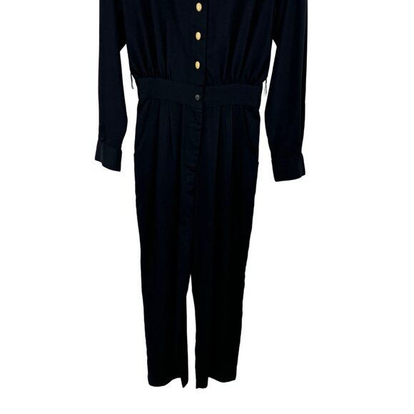 Vintage D.Frank USA Black Embellished Jumpsuit Button Front Size 6 womens - Picture 7 of 12